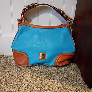 Dooney & Bourke Turquoise and Tan Leather Shoulder Bag